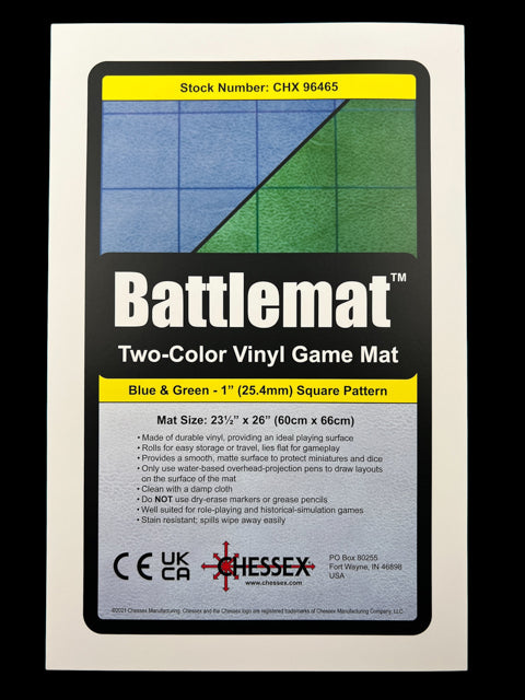 Chessex Battlemat™ 1" Reversible Blue-Green Squares (23 ½" x 26" Playing Surface)-Playing Mats and Mat Pens-LITKO Game Accessories