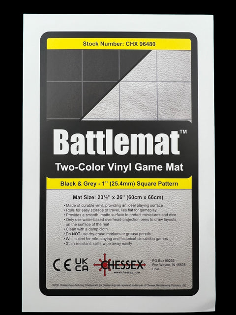 Chessex Battlemat™ 1" Reversible Black-Grey Squares (23½" x 26" Playing Surface)-Playing Mats and Mat Pens-LITKO Game Accessories