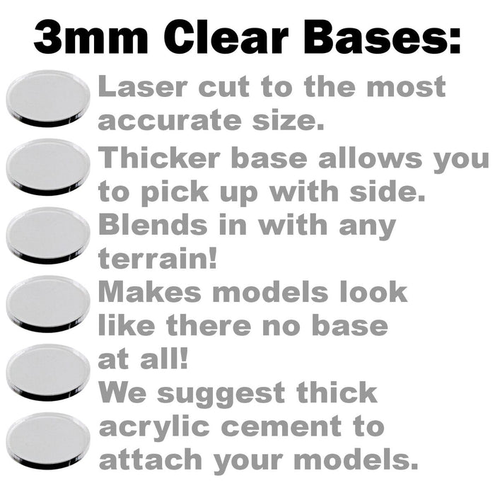 LITKO 28.5mm Circular Bases Compatible with AoS & 40k, 3mm Clear (25)-Specialty Base Sets-LITKO Game Accessories