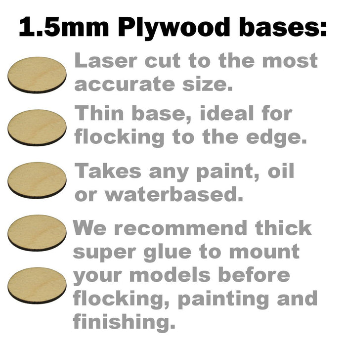 LITKO 28.5mm Circular Bases Compatible with AoS & 40k, 1.5mm Plywood (25)-Specialty Base Sets-LITKO Game Accessories