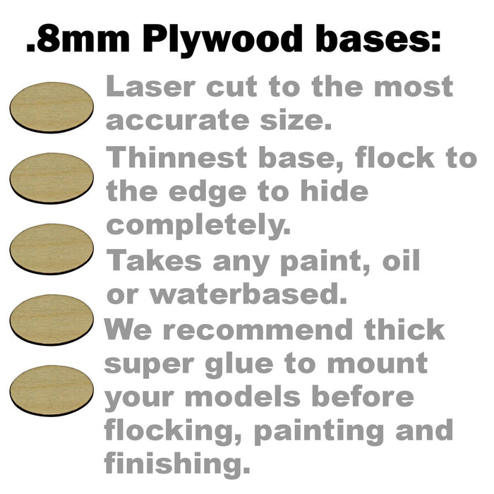 LITKO 28.5mm Circular Bases Compatible with AoS & 40k, .8mm Plywood (25)-Specialty Base Sets-LITKO Game Accessories