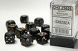 Opaque 16mm d6 Black/gold Dice Block™ (12 dice)-Dice-LITKO Game Accessories