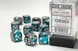 Gemini® 16mm d6 Steel-Teal/white Dice Block™ (12 dice)-Dice-LITKO Game Accessories
