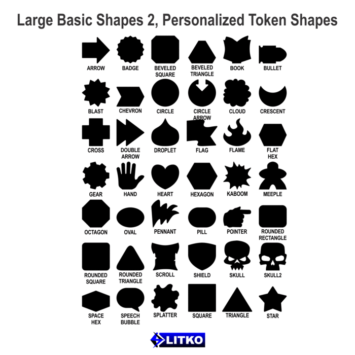 LITKO Personalized Game Tokens - Large Shapes (5) - LITKO Game Accessories