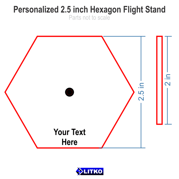 LITKO Personalized Flight Base, 2.5 Inch Hex with 2 Inch Peg - LITKO Game Accessories