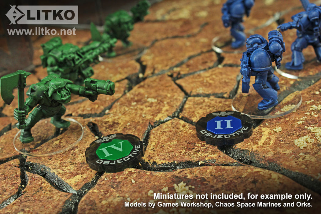 LITKO Objective Token Numbered 1-6, Compatible with WHv8, Custom Color Tokens (6)-Custom Tokens-LITKO Game Accessories