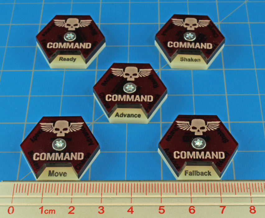 LITKO Command Dials Compatible with Warhammer: Kill Team, Ivory & Translucent Red (5)-Status Dials-LITKO Game Accessories