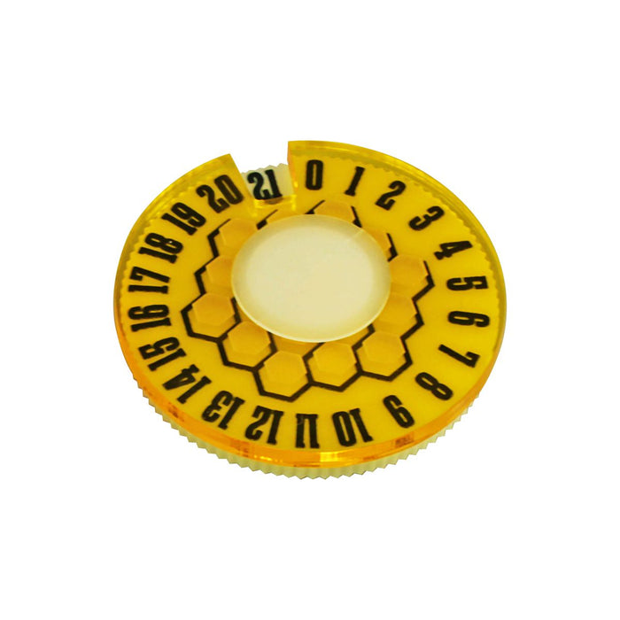 LITKO Universal Life Counter Game Dial, Honeycomb Pattern, Numbered 0-21, Transparent Yellow-Status Dials-LITKO Game Accessories