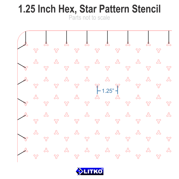 LITKO 1.25 inch Hex Grid Stencil, Star Pattern - LITKO Game Accessories