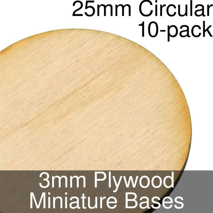 Miniature Bases, Circular, 25mm, 3mm Plywood (10) - LITKO Game Accessories