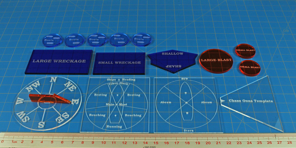 LITKO Naval Template & Token Set compatible with Trafalgar, Multi-Color (15)-Movement Gauges-LITKO Game Accessories