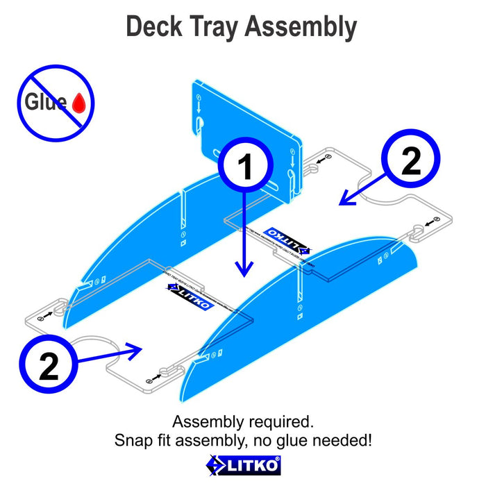 LITKO Card Deck Tray with Discard Slot (Short, Holds 40-60 Standard US/Euro Sized Cards) Fluorescent Blue-Card Deck Tray-LITKO Game Accessories