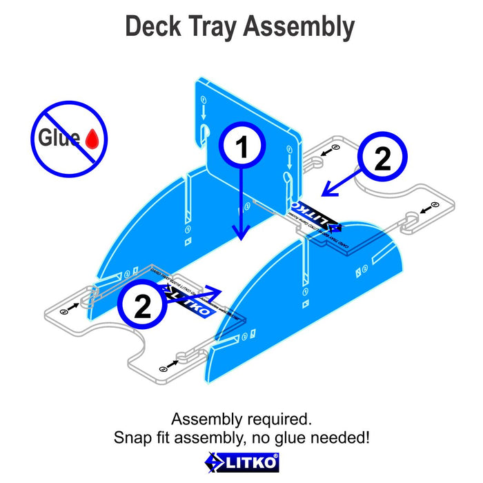 LITKO Mini-Sized Card Deck Tray with Discard Tray (Short, Holds 40-60 Cards) Fluorescent Blue-Card Deck Tray-LITKO Game Accessories