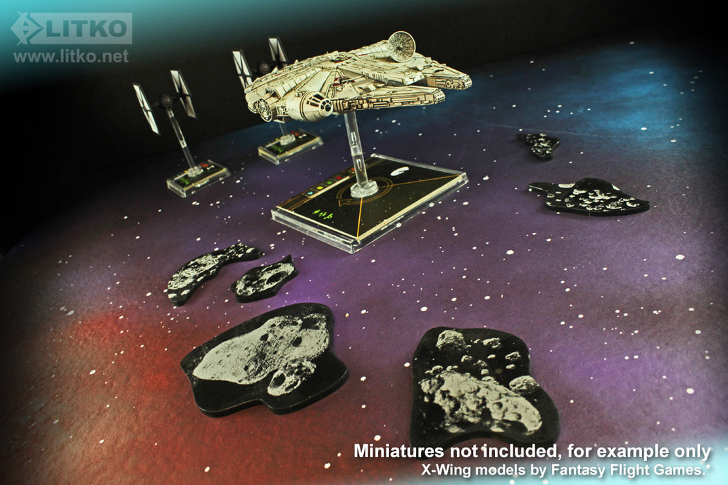LITKO Space Fighter Asteroid Template Set #2, Translucent Grey (6)-Movement Gauges-LITKO Game Accessories