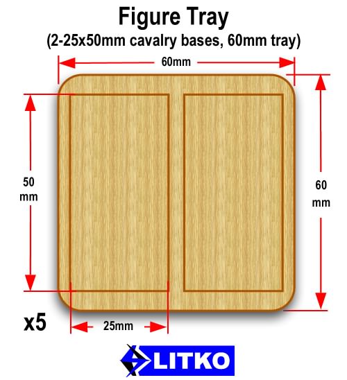 Formation Tray for 25x50mm Retangular Bases (5)-Movement Trays-LITKO Game Accessories