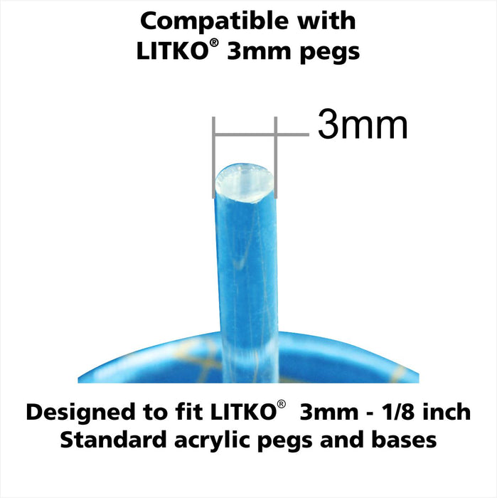 LITKO 30mm Wide Vee-Formation Flight Stand Peg Toppers, 1.5mm Clear Acrylic (10)-Flight Stands-LITKO Game Accessories