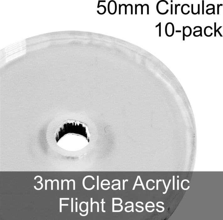 Flight Bases, Circular, 50mm, 3mm Clear (10)-Flight Stands-LITKO Game Accessories