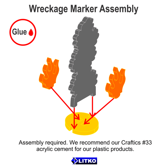 LITKO Flaming Wreckage Markers, Large (3) - LITKO Game Accessories