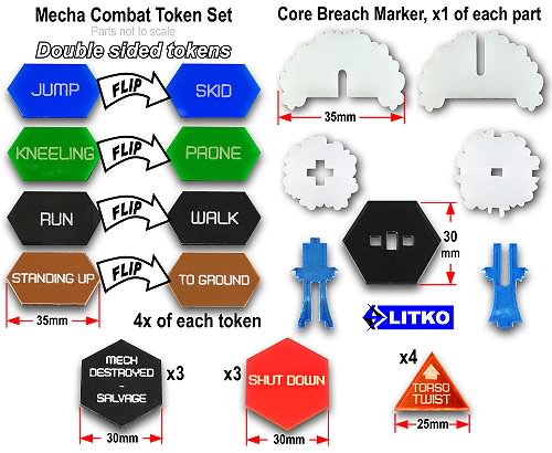 LITKO Mecha Combat Token Set Compatible with Battletech Classic, Multi-Color (27)-Tokens-LITKO Game Accessories