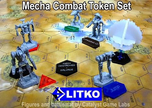 LITKO Mecha Combat Token Set Compatible with Battletech Classic, Multi-Color (27)-Tokens-LITKO Game Accessories