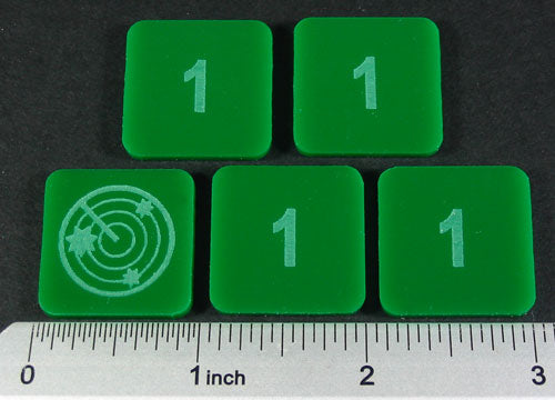 LITKO Numbered 1 Blip Set, Green (5)-Tokens-LITKO Game Accessories