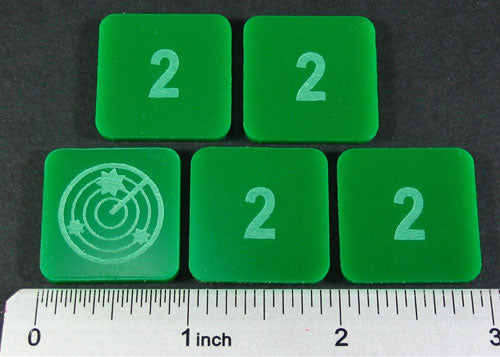 LITKO Numbered 2 Blip Set, Green (5)-Tokens-LITKO Game Accessories