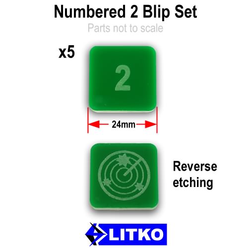 LITKO Numbered 2 Blip Set, Green (5)-Tokens-LITKO Game Accessories