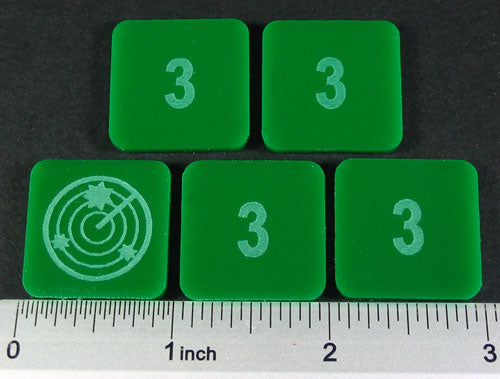 LITKO Numbered 3 Blip Set, Green (5)-Tokens-LITKO Game Accessories