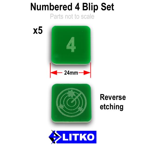 LITKO Numbered 4 Blip Set, Green (5)-Tokens-LITKO Game Accessories