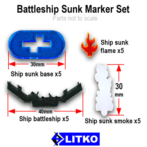 Battleship Sunk Markers, Multi-Color (5)-Tokens-LITKO Game Accessories
