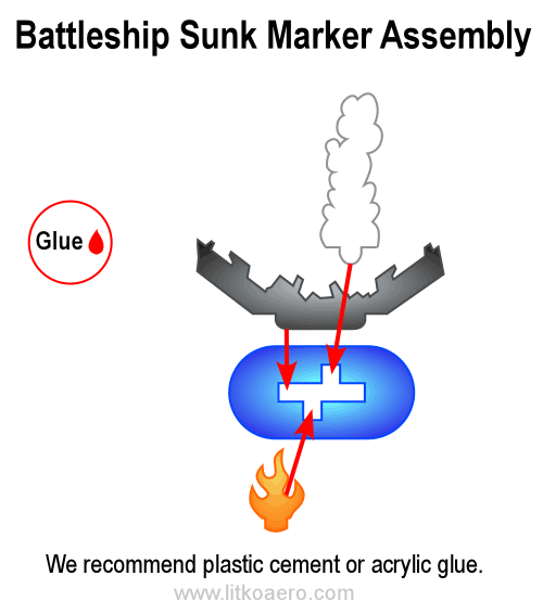 Battleship Sunk Markers, Multi-Color (5) - LITKO Game Accessories