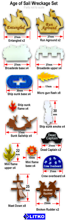 Age of Sail Wreckage Set, Multi-Color (36)-Tokens-LITKO Game Accessories