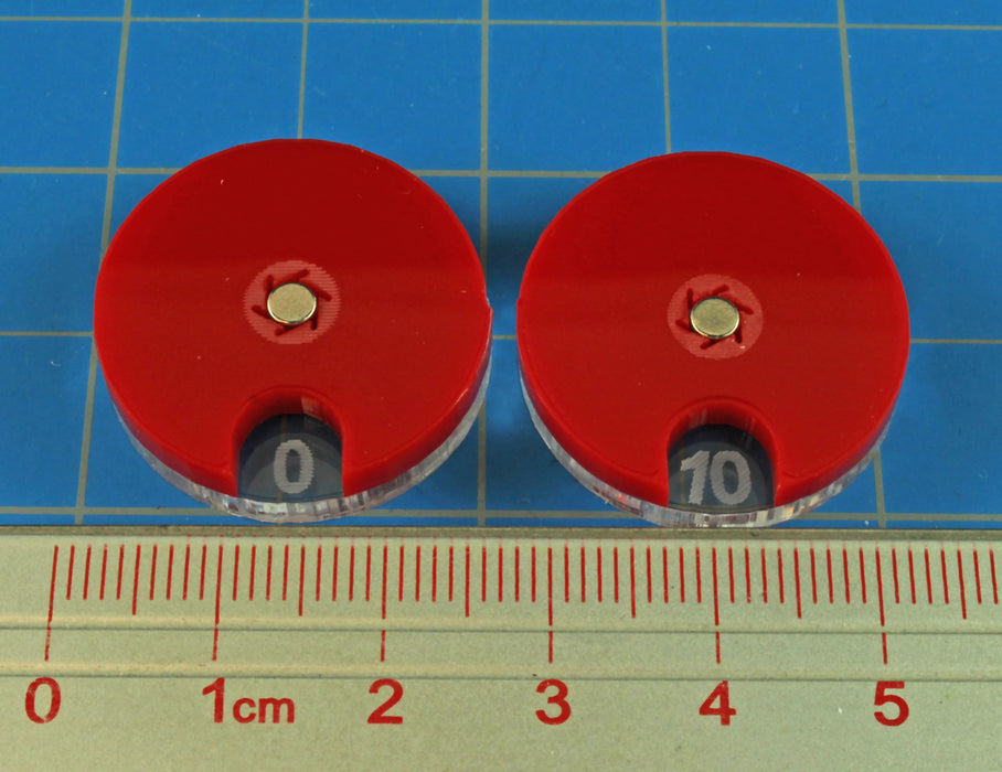 LITKO Circular Combat Dials Numbered 0-10, Red (2)-Status Dials-LITKO Game Accessories