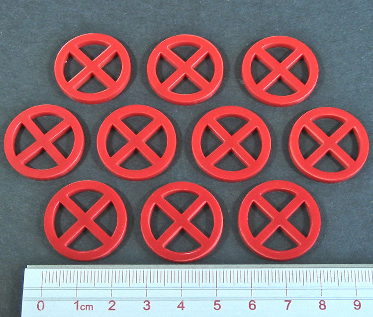 Cross-out Tokens, Red (10)-Tokens-LITKO Game Accessories