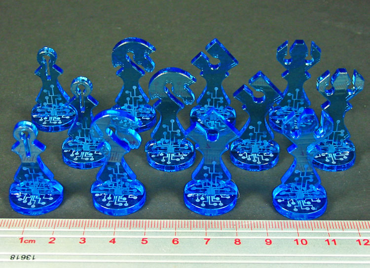 LITKO Net Hacker Chess Program Markers Compatible with Android: Netrunner, Fluorescent Blue (12)-Tokens-LITKO Game Accessories