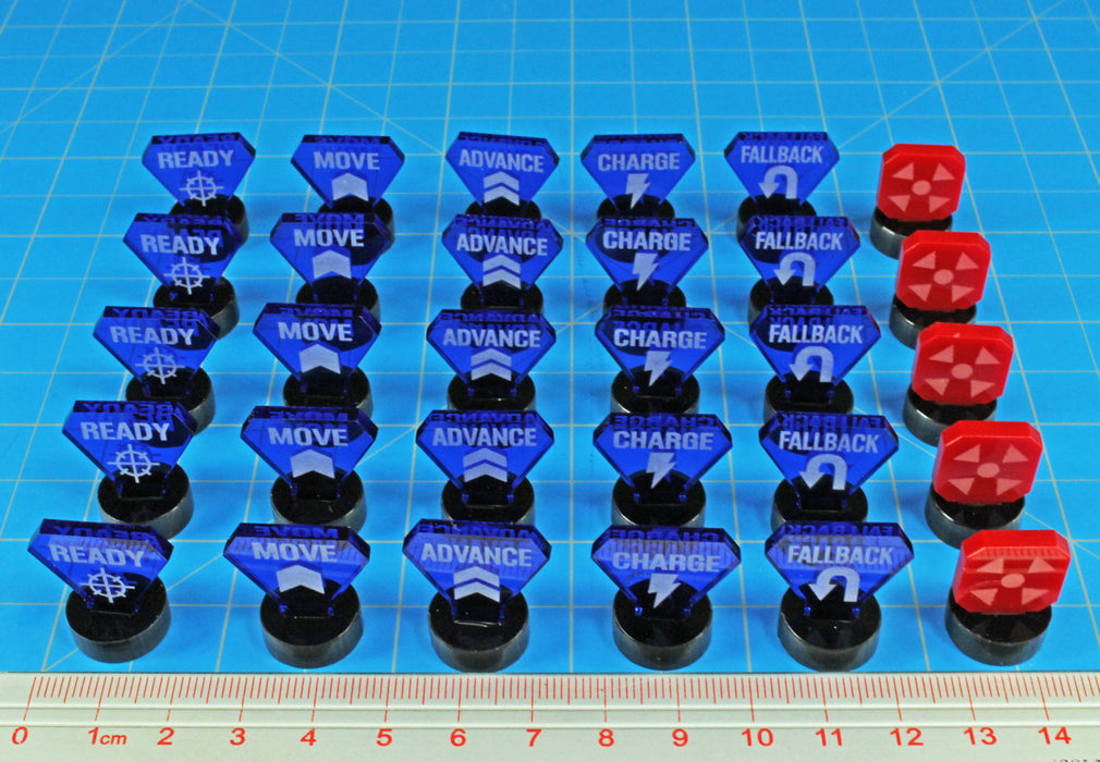 LITKO Combat Mega-Marker Set Compatible with Warhammer: Kill Team, Translucent Blue & Red (30)-Tokens-LITKO Game Accessories