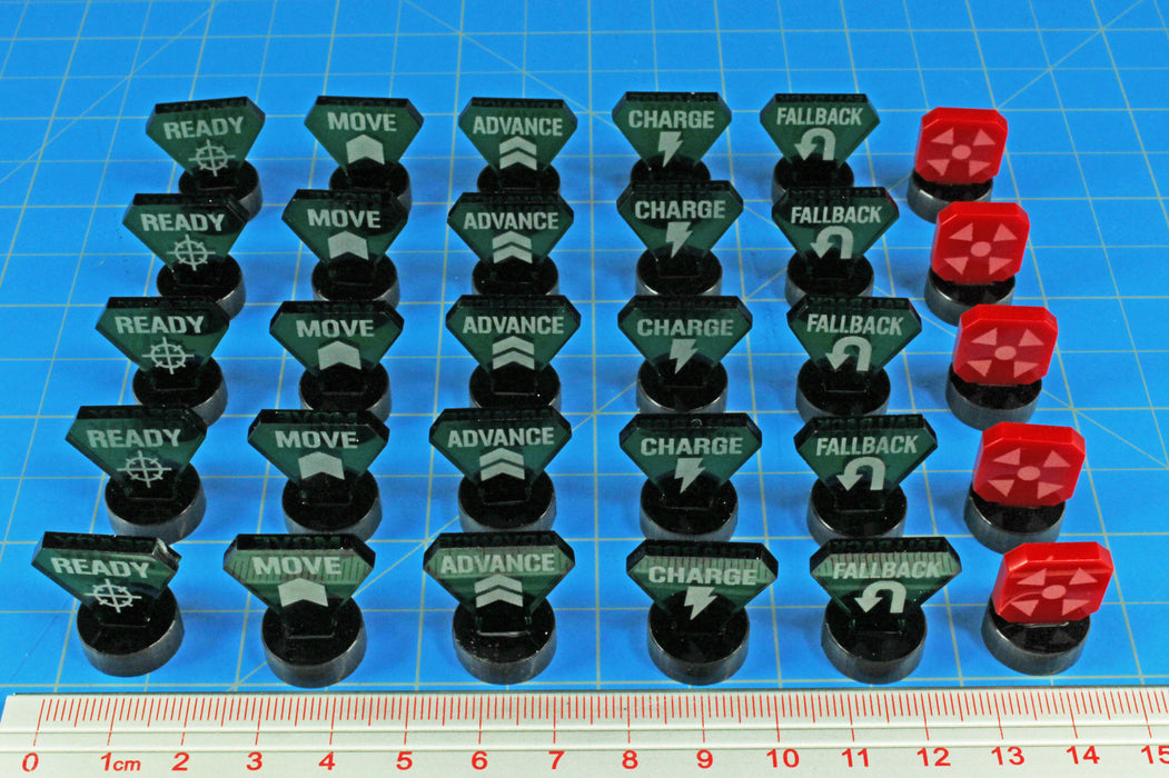 LITKO Combat Mega-Marker Set Compatible with Warhammer: Kill Team, Translucent Green & Red (30)-Tokens-LITKO Game Accessories
