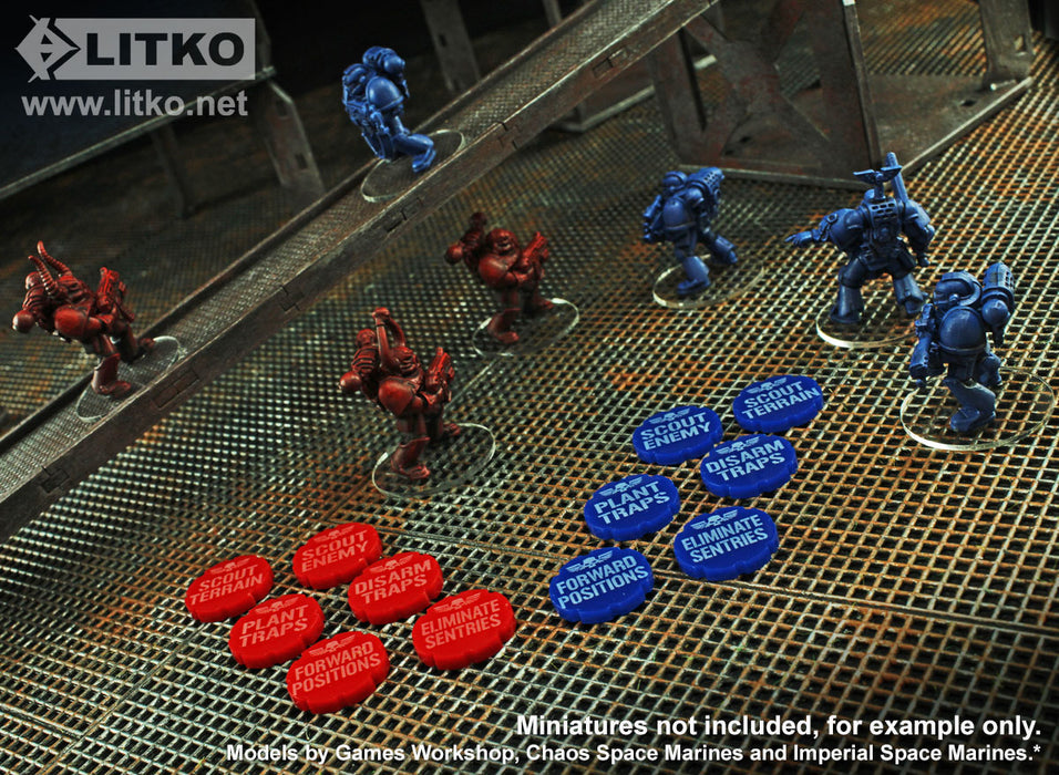 LITKO Scout Phase Token Set compatible with WH:KT, Red & Blue (12)-Tokens-LITKO Game Accessories