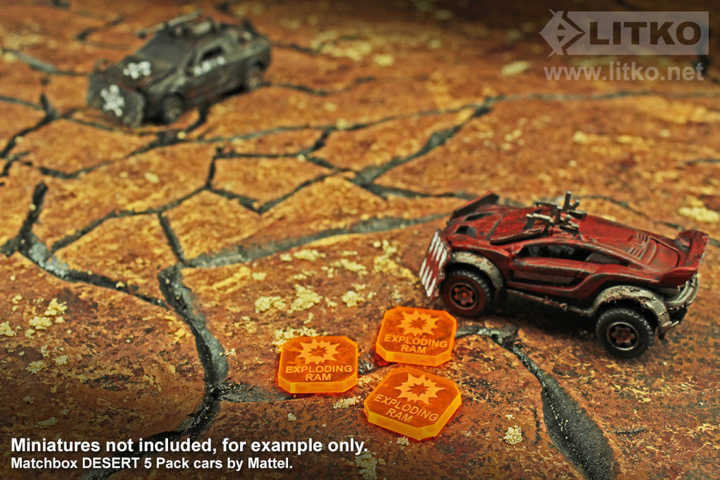 Gaslands Miniatures Game Exploding Ram Ammo Tokens, Fluorescent Orange (10)-Tokens-LITKO Game Accessories