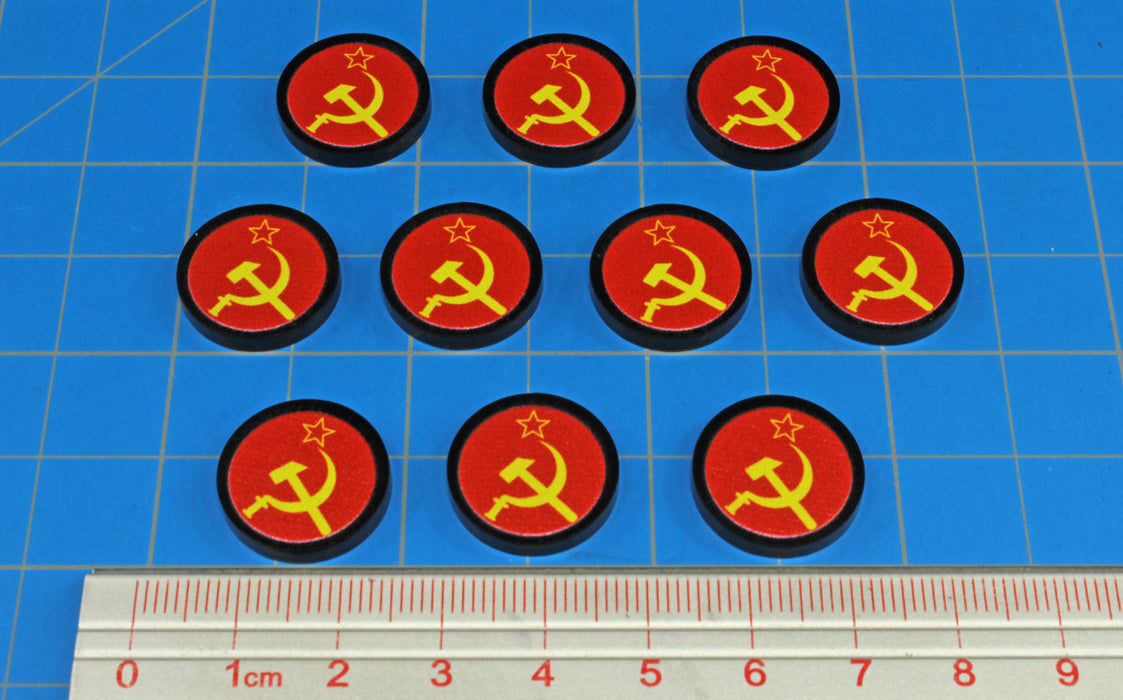 LITKO Premium Printed WWII Faction Tokens, Russia Hammer & Sickle (10)-Tokens-LITKO Game Accessories