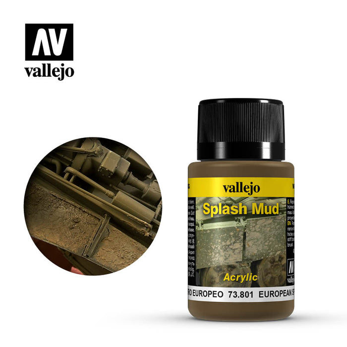 Vallejo Weathering Effects European Splash Mud (73.801) (40ml)-Paint and Ink-LITKO Game Accessories