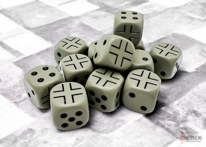 Germany War Dice Opaque Dark Grey/black 16mm d6 Dice Block (12 dice)-Dice-LITKO Game Accessories