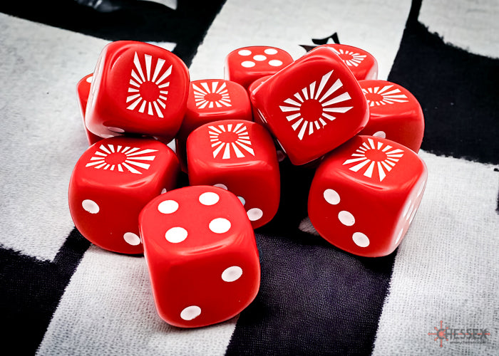 Japan War Dice Opaque Red/white 16mm d6 Dice Block (12 dice)-Dice-LITKO Game Accessories