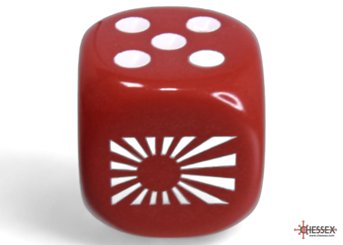 Japan War Dice Opaque Red/white 16mm d6 Dice Block (12 dice)-Dice-LITKO Game Accessories