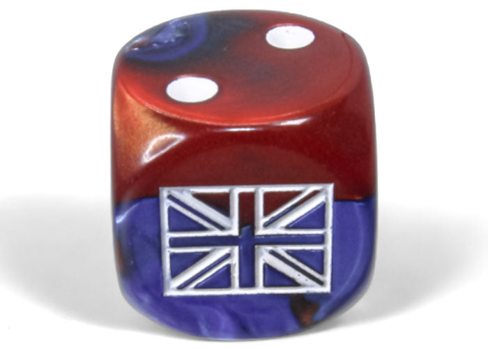 Great Britain War Dice Gemini® Blue-Red/white 16mm d6 Dice Block (12 dice)-Dice-LITKO Game Accessories