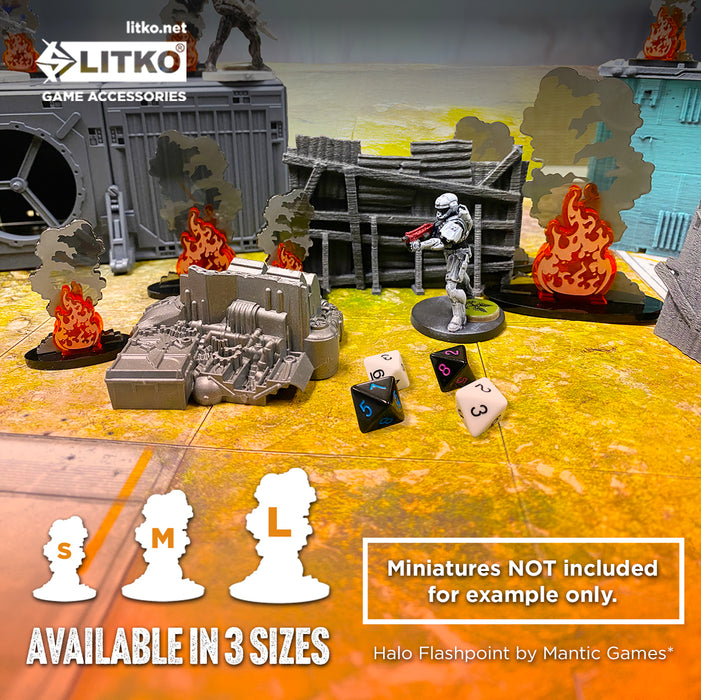 LITKO Large Smoldering Blaze Markers (3)-Tokens-LITKO Game Accessories