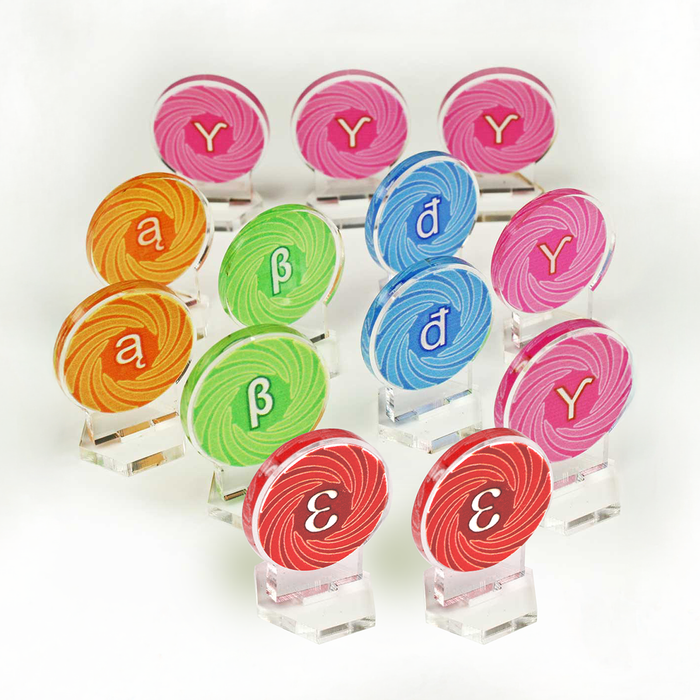 LITKO Wormhole Marker Set for Twilight Imperium and Thunder's Edge Expansion - 13 full-color UV-printed acrylic tokens.