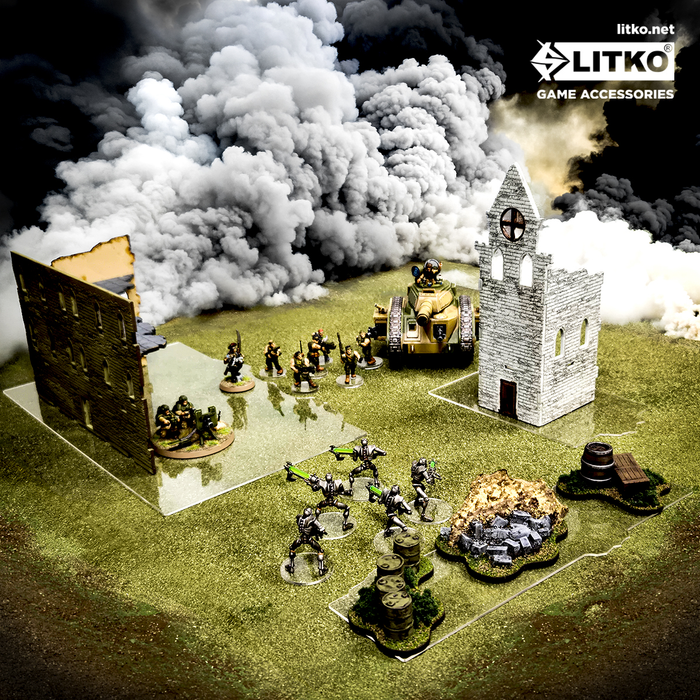 LITKO Terrain Footprint Set Compatible with Warhammer 40K 11th Edition - Clear Acrylic