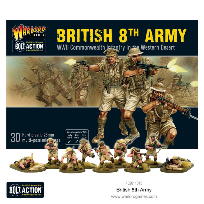 28mm Bolt Action | British 8th Army | WWII Commonwealth Infantry in the Western Desert (30) (Plastic)-Miniatures-LITKO Game Accessories