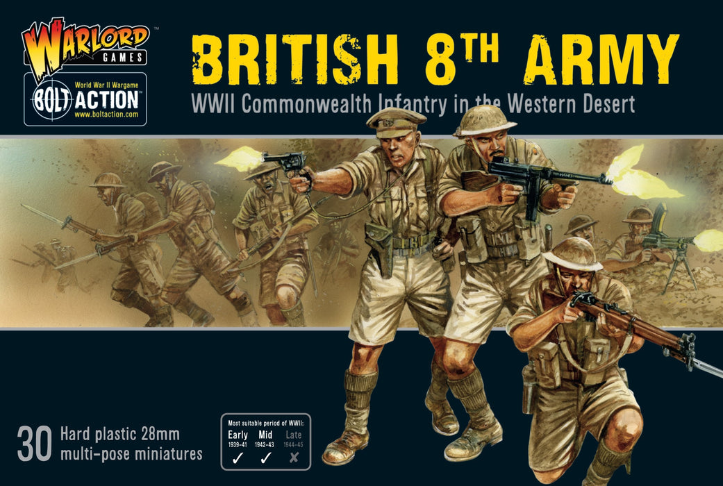 28mm Bolt Action | British 8th Army | WWII Commonwealth Infantry in the Western Desert (30) (Plastic)-Miniatures-LITKO Game Accessories